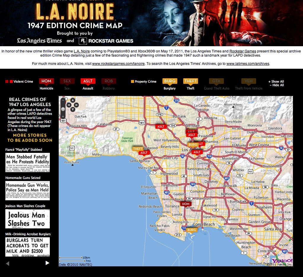 Things We’re Diggin’: L.A.Noire x L.A.Times 1947 Crimes Map