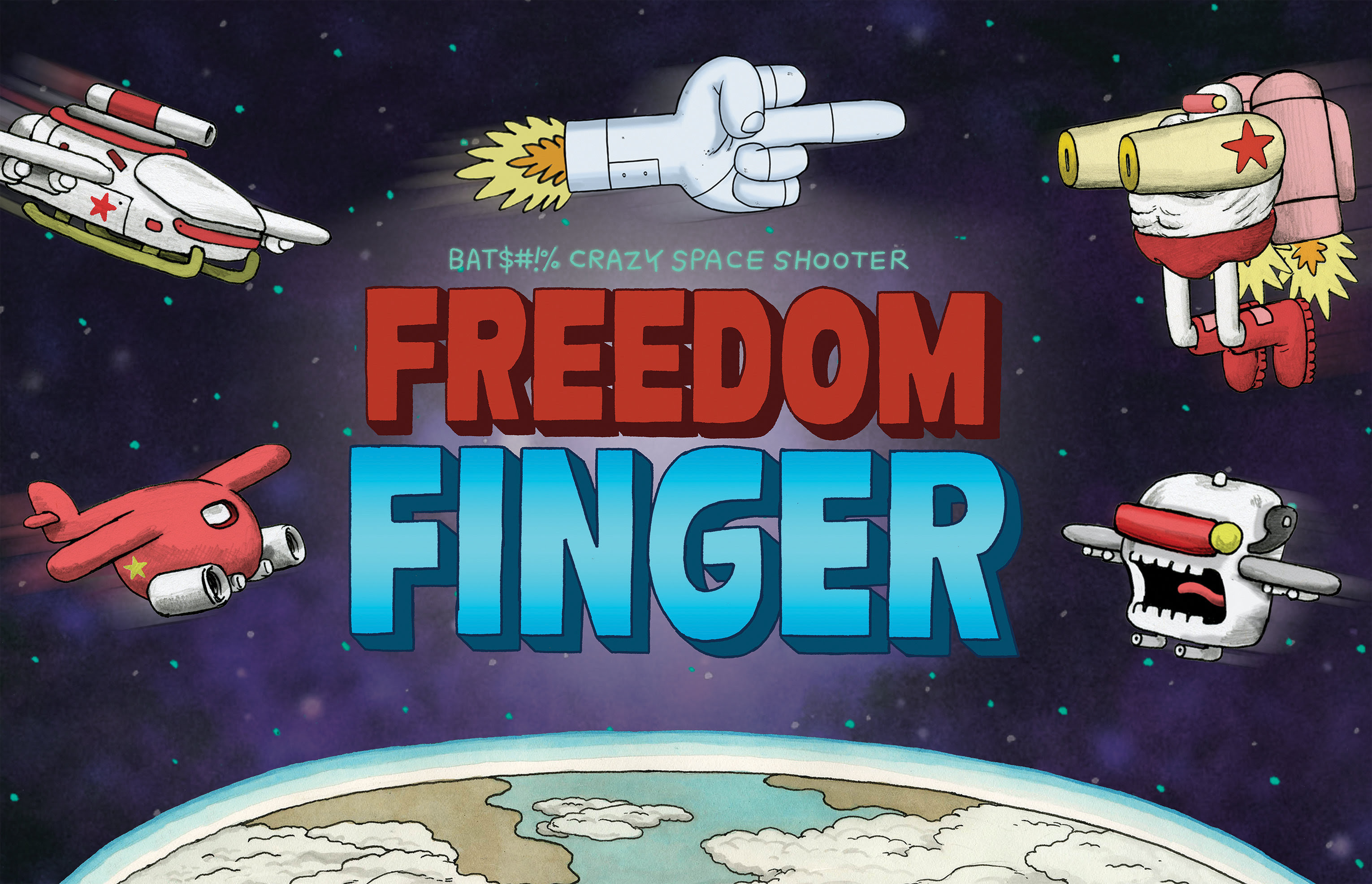 Hand-drawn Shoot ’em Up, Punch ’em Up, F&#$ ’em Up! Shmup Freedom Finger coming to PS4, Xbox One, and PC in 2019